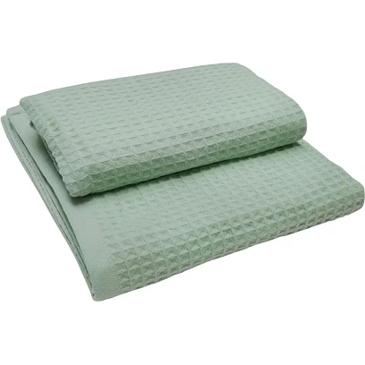 Набор вафельных полотенец 2 шт. (50x80, 70x130) 13х10, пыльно-ментоловый