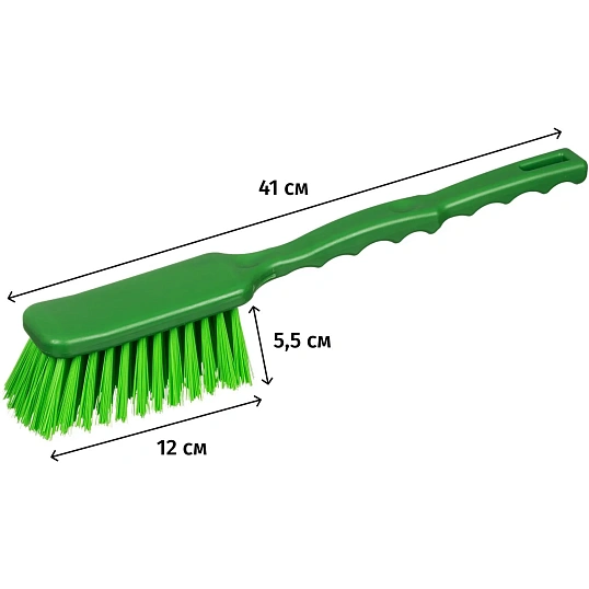 Щетка ручная FBK с длинной ручкой 410х55мм жесткая зеленая 10233-5