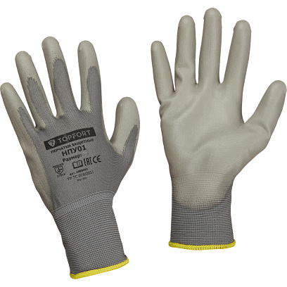 Перчатки защитные TOPFORT НПУ01 нейлон с ПУ покрытием р.11