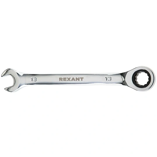 Ключ комбинированный трещоточный 13мм, CrV, зеркальн. хром REXANT 12-5808-1