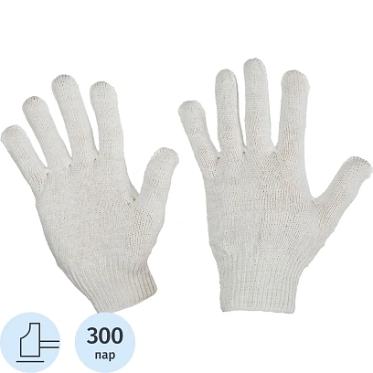 Перчатки защитные трикотажн без ПВХ 5 нити 40гр 10кл 300 пар/уп (белые)