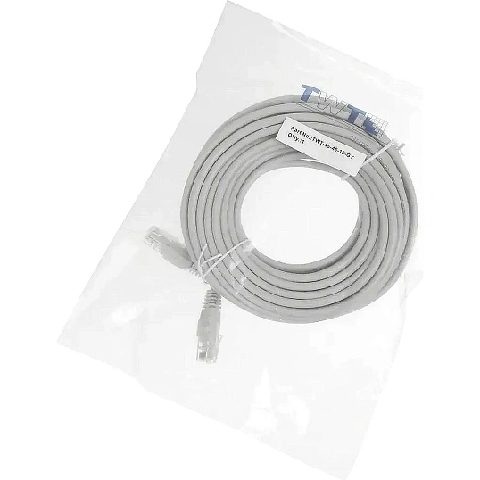 Патч-корд TWT TWT-45-45-10-GY UTP кат.5e, 10.0 м, серый