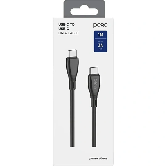 Кабель PERO DC11 PD Type-C to Type-C, 60W, 1m, Black