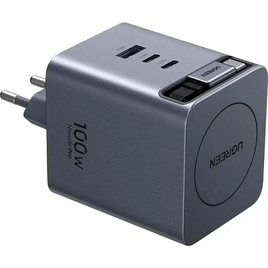 Зарядное устройство UGREEN X616 (65828),выдв каб,100W GaN,USB-C&A,сер косм