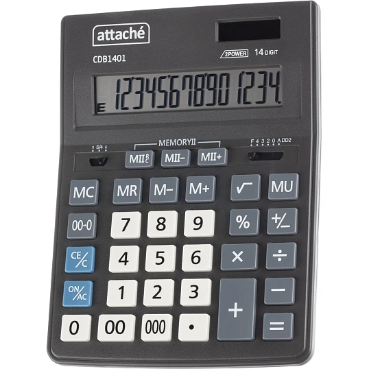 Калькулятор настольный Attache CDB1401-BK 14-разрядный черный 205x155x35 мм