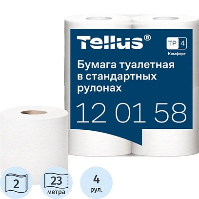 Бумага туалетная Торк/Tellus T4 2сл бел вт 23м 184л 4рул/уп 24уп/бл 120158