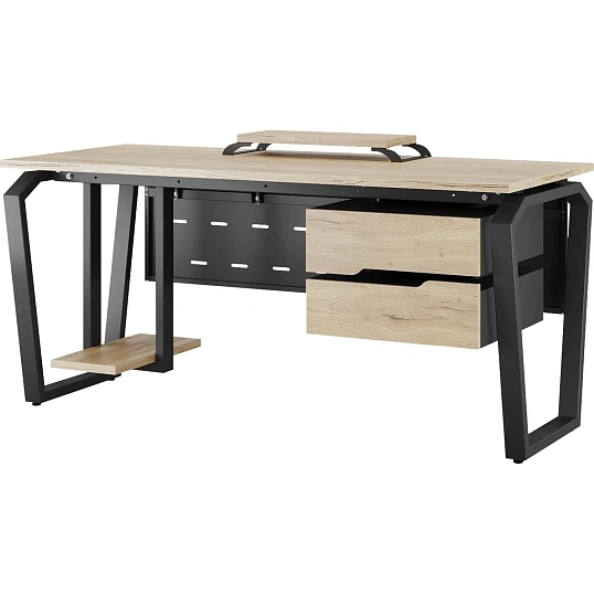 Стол офисный Kobor TB-180/70 1800x700x750 Черный муар/Дуб натуральный