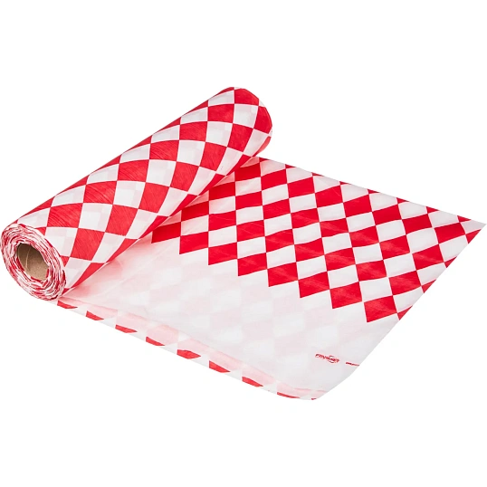 Скатерть одноразовая Luscan, 120х200см 6шт/рулон, красный ромб