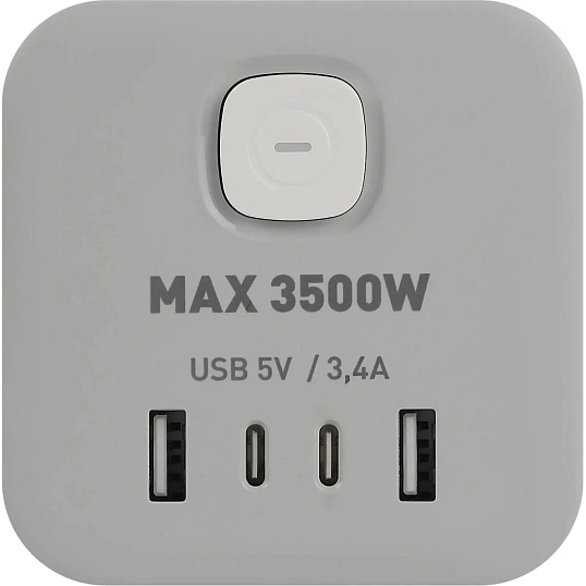 Удлинитель ЭРА CUBE-3es-1,5m-4USB-W 16А белый (Б0069073)