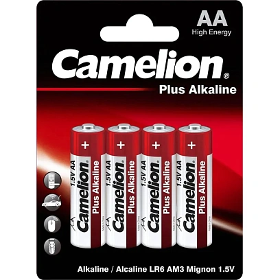 Батарейка Camelion AA/LR 6 Plus Alkaline BL-4 (LR 6-BP4, 1.5В)(4 шт в уп.)
