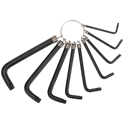 Набор ключей имбус. TORX KRANZ T10-T50 CrV 9 шт, оксид, кольцо KR-12-5203