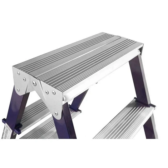 Стремянка Алюмет двухсторонняя стальная с алюмин. ступенями 4 ст. MD8204