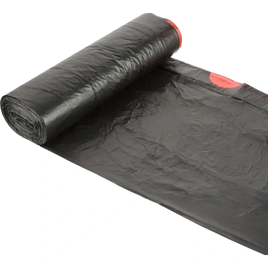 Мешки для мусора ПНД 35л 12мкм 20шт/рул черные 53x58см Luscan с завязками