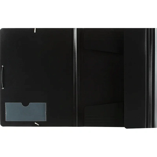 Папка на резинках Комус А4, черная, с карманом СD/визитки