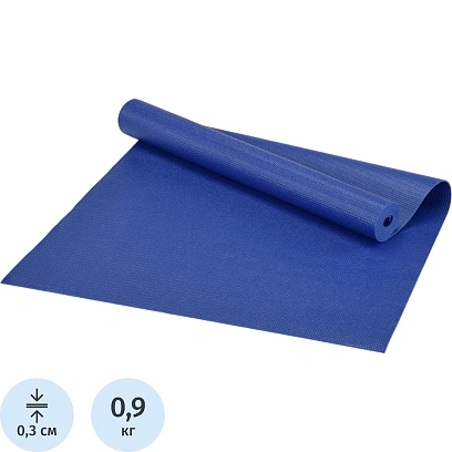 Коврик для фитнеса и йоги  173х61х0,3см, YM01-PVCYO-Blue