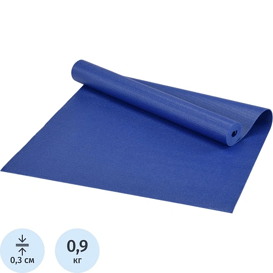 Коврик для фитнеса и йоги  173х61х0,3см, YM01-PVCYO-Blue