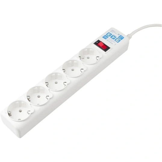 Сетевой фильтр Power Cube 5р/0,5м 10А/2,2кВт 3х0,75 (SPG-B-0,5M-WHITE)