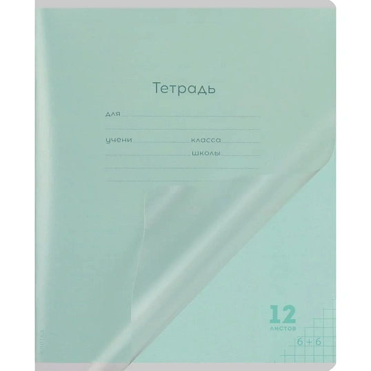 Тетрадь КЛЕТКА 12л.проз.пласт.об.plastic cover КЛАССИКА NEW ассорти,12-1407