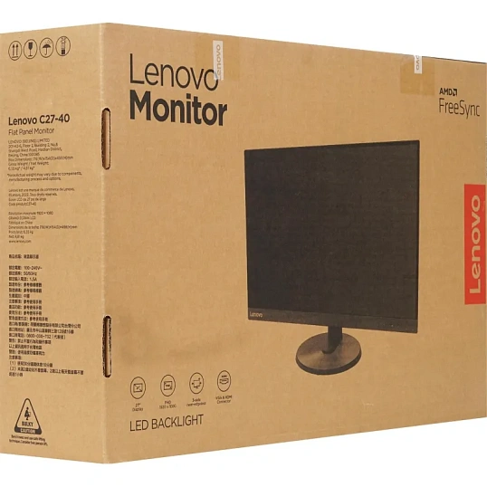 Монитор 27 Lenovo C27-40 VA HDMI 250cd 75Hz FreeSync VGA FHD(63DDKAT6UK)