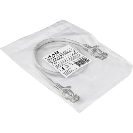 Патч-корд ExeGate UTP-RJ45-RJ45-5e-0,5M-LSZH-GY, cat.5e, 0.5м <EX286379RUS