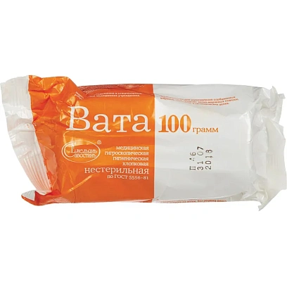 Перевяз. ср-ва Вата гигиен. нестер. 100г 150шт/уп Емельянъ Савостинъ ШК0140