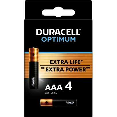 Батарейка DURACELL Optimum ААA/LR03-4BL уп/4шт