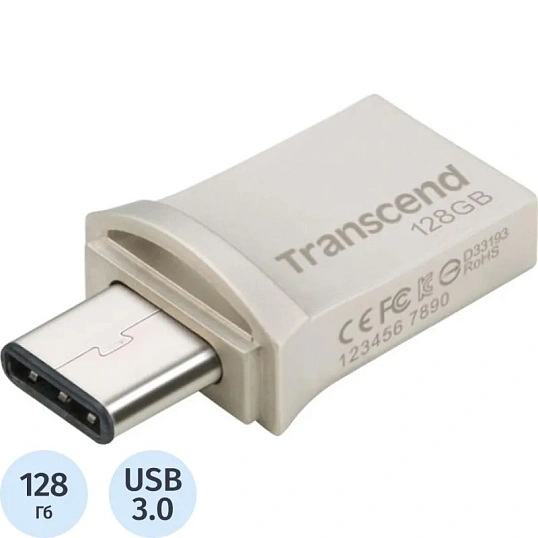 Флеш-память Transcend JetFlash 890, 128Gb, USB 3.1 G1, Type-C, TS128GJF890S