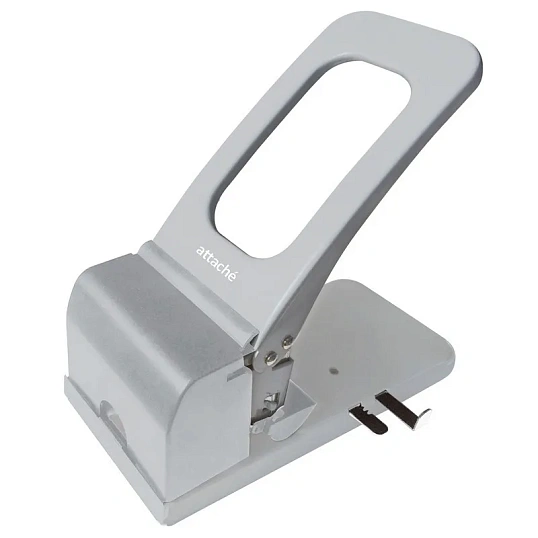 Дырокол Attache до 100 листов, с линейкой, металл, серый