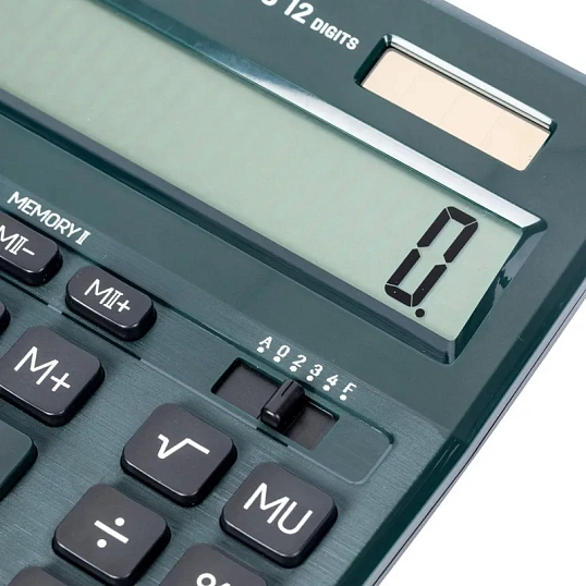 Калькулятор настольный ПОЛНОРАЗМ. Deli EM888F, 12-р,дв.пит.,202x159мм,т-зел