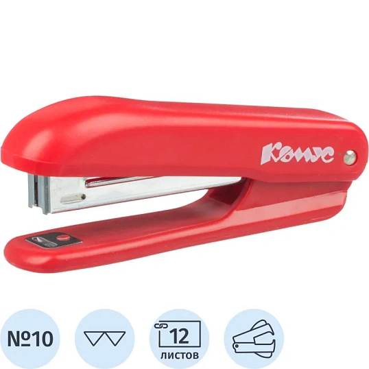 Степлер Комус Prima(№10)8241 красный до 12л. антистеп
