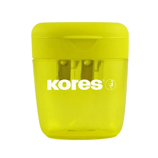 Точилка для карандашей Kores Deposito с контейнером, 2 отв, пластик,ассорти