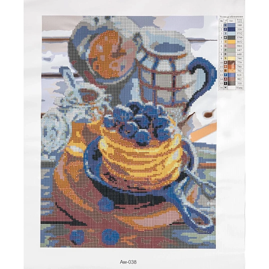 Алмазная мозаика 30x40см(частичное заполнение)Черничные панкейкиАм-038