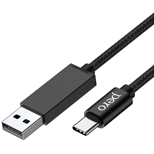 Кабель USB PERO DC-07 UNIVERSAL 2 in 1, USB-A + PD  to Type-C, 1m, Black