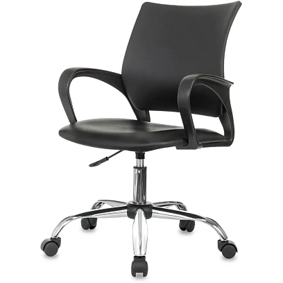 Кресло БР Комус Мебель Echair 396 LT, экокожа, черный, хром