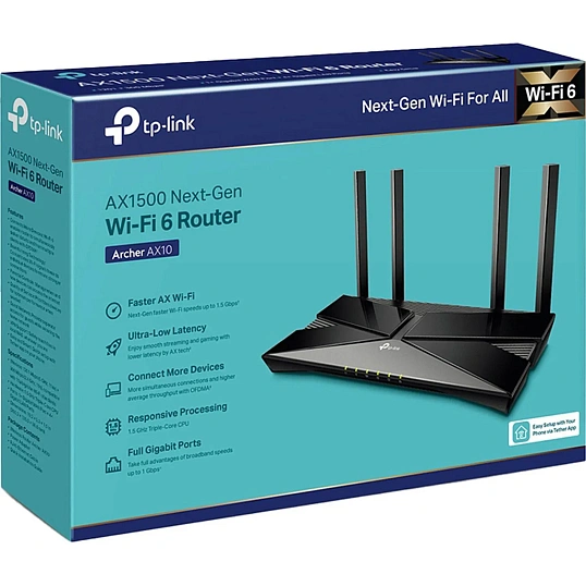 Маршрутизатор TP-Link Archer AX10 AX1500 4 LAN, 1000 Мбит/с