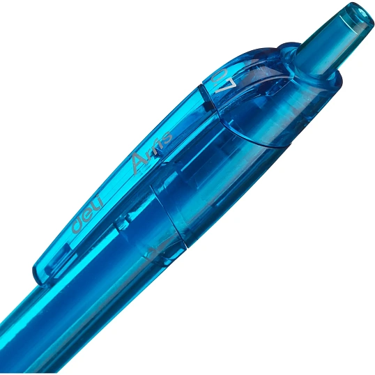 Ручка шариковая автомат. Deli Arris диамет шар 0,7мм резин манж синяя