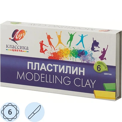 Пластилин классический Луч Классика 6цв 120гр со стеком