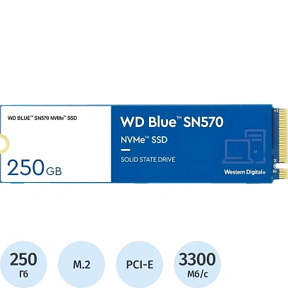 SSD накопитель WD BLUE SN570 250Gb M.2 NVMe(WDS250G3B0C)