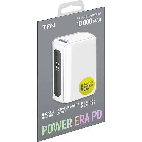 Внешний аккумулятор TFN Power Era 10 PD, 10000mAh, белый(TFN-PB-253-WH)