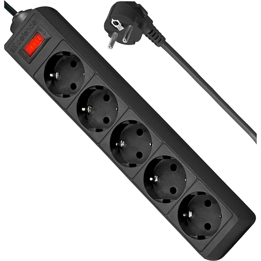 Сетевой фильтр Defender  ES 3 3 м, черный, 5 розеток(99485)