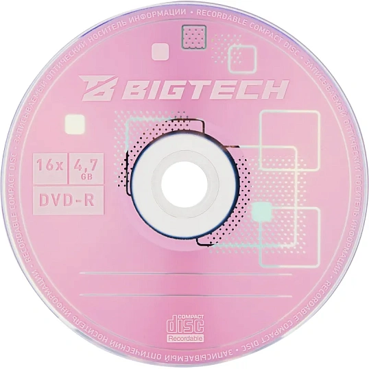 Носители информации Bigtech YDVDRB004 DVD-R 4,7 Гб/16x/10шт/уп cake box