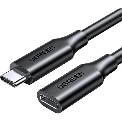 Кабель UGREEN US353 (10387) USB-C/M to USB-C/F Gen2 5A 10Gbps.1м черный