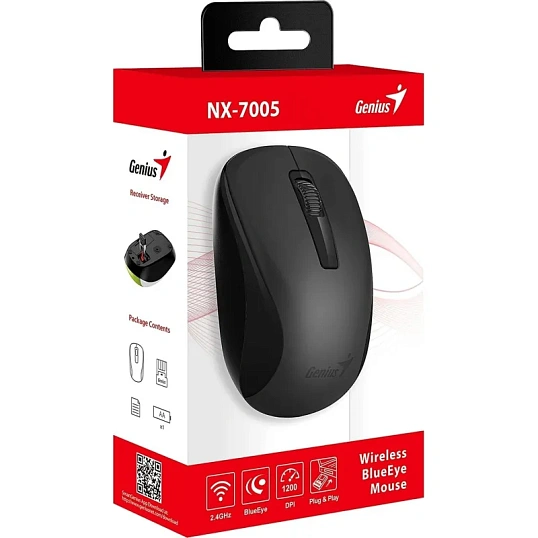 Мышь компьютерная Genius NX-7005 (NewPackage), Black беспроводная
