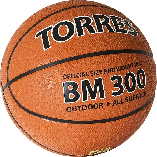 Мяч баск. трен. TORRES BM300, B02015, р.5 темнооранжево-черный