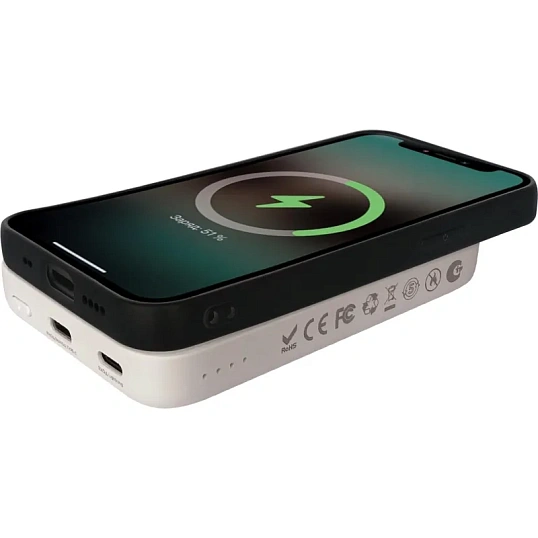 Внешний аккумулятор SOLOVE (Mi) W12 5000mAh MagSafe 20W QC+PD 3A, бежевый