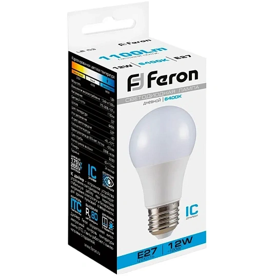 Лампа светодиодная Feron LB-93 Шар E27 12W 175-265V 6400K(25490)