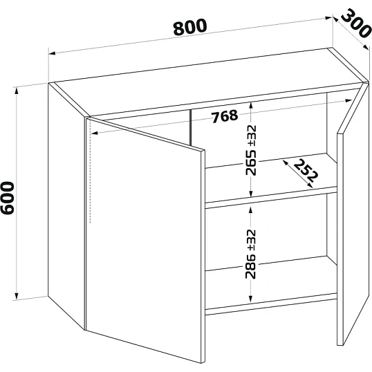 Шкаф Сокол настенный ПН-08 800x300x600 Белый