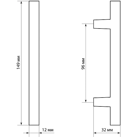 Ручка УЗК_скоба меб.StahlBuro A8925-96(16644) BL матовый черный 2шт/уп