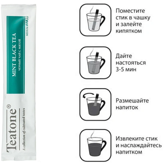 Чай Аромат мяты TEATONE черный, 1 уп.x 100 стиков