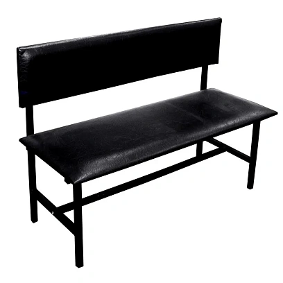 Банкетка UD_со спинкой Берта+ БМ-6 1500 карк. черн к/з-